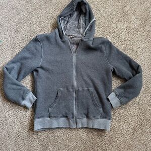 Michael Kors Gray Sherpa Lined Zip Hoodie Women’s Waffle Knit Full Zip Jacket